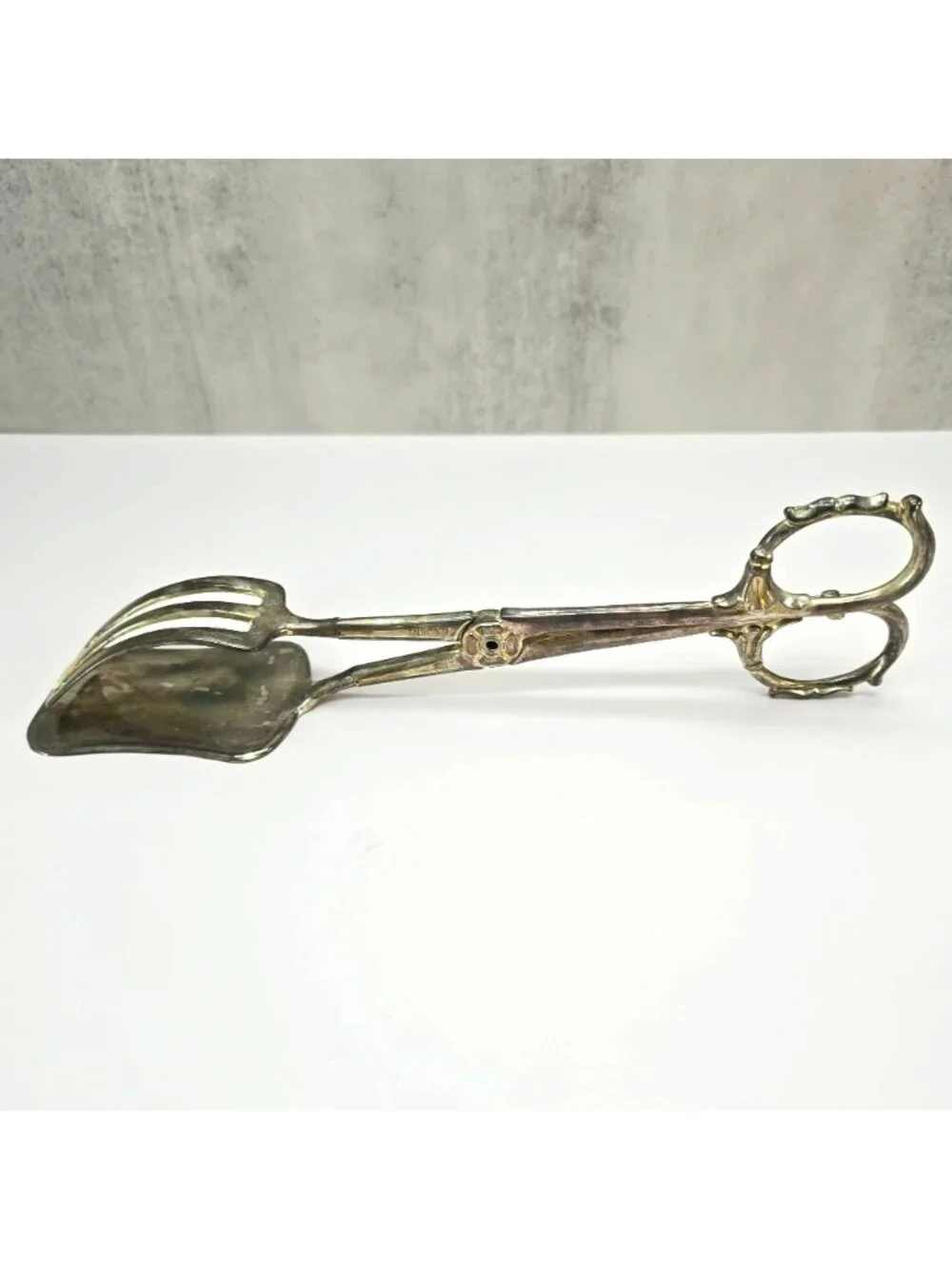 Vintage Taunton Italy Silver-Plated Pastry Tongs Scissor Style VL5061